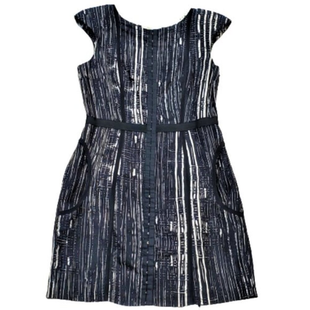 Frock by Tracy Reese Dress Size 6 Linen Silk Stripe Sleeveless Pockets Lined